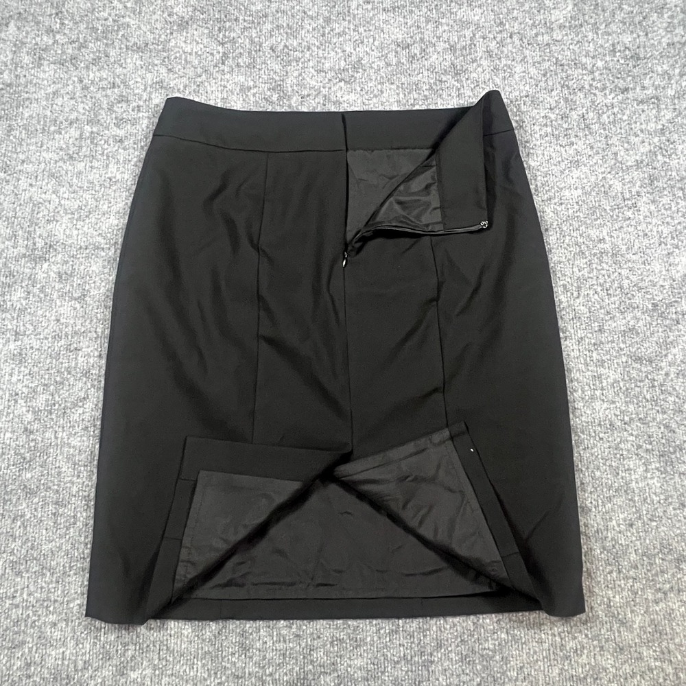Ann Taylor Pencil Skirt Womens 10 Black Stretch Pleated Knee Length Back Zip - Picture 9 of 9